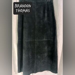Brandon Thomas black Suede Leather skirt womens size 12 western wear